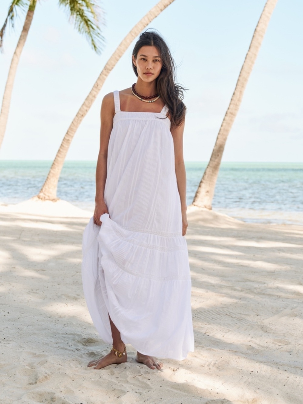 A&F 100% Cotton Tiered Flowy Maxi Dress XS
